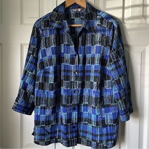 White Stag Women’s Multi-Colored Button Up Top 1X (16W)     A157